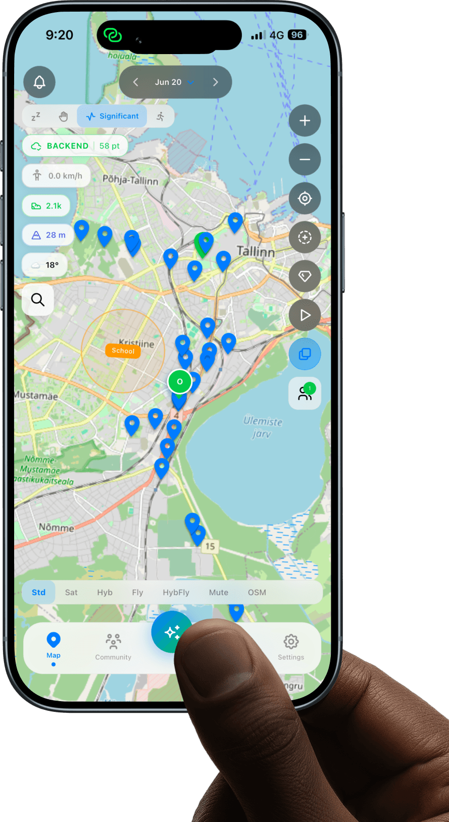 Peramap app on iPhone